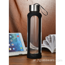 زجاجة ماء زجاجية رياضية مقاومة للحرارة